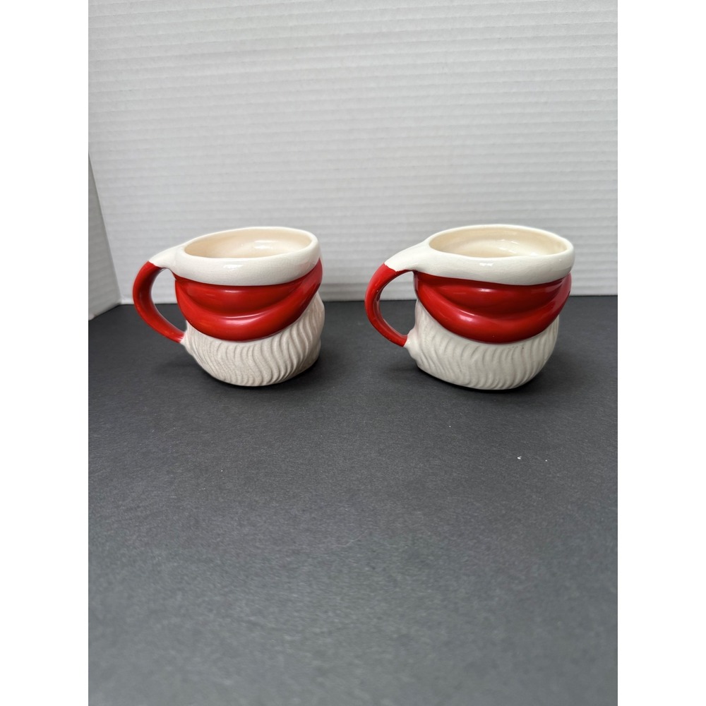 Vintage Santa Claus Ceramic Mugs Set of 2 Christmas Holiday Decor Red White - Picture 3 of 6